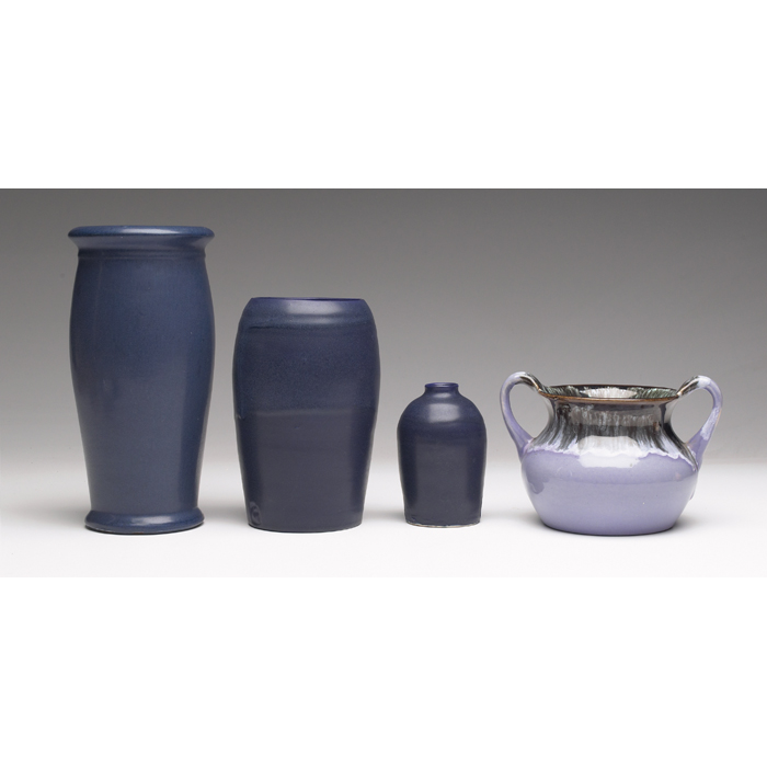 Appraisal: Art Pottery vases four three covered in a blue matte