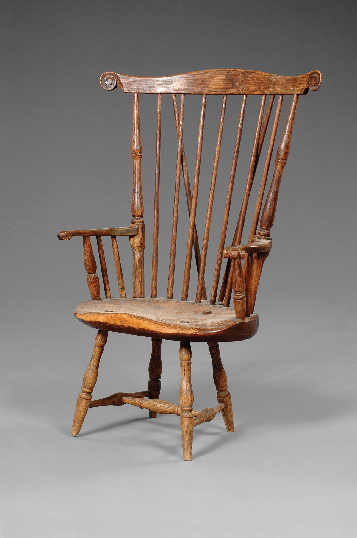 Appraisal: CHILD'S NANTUCKET BRACE-BACK WINDSOR ARMCHAIR The serpentine crest rail with