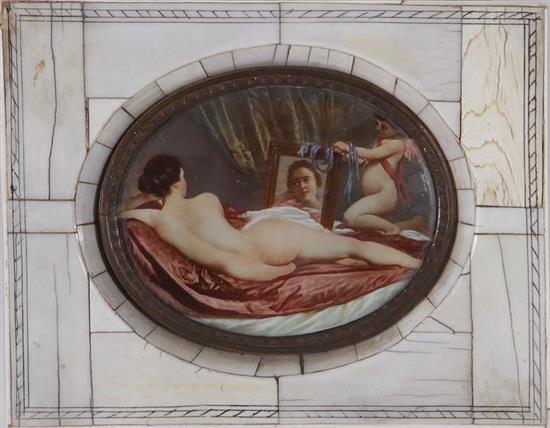 Appraisal: Miniature painting after Velazquez th century ROKEBY VENUS watercolor framed