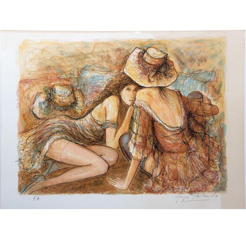 Appraisal: Jacques Lalande - Deux femmes Color lithographs signed in pencil