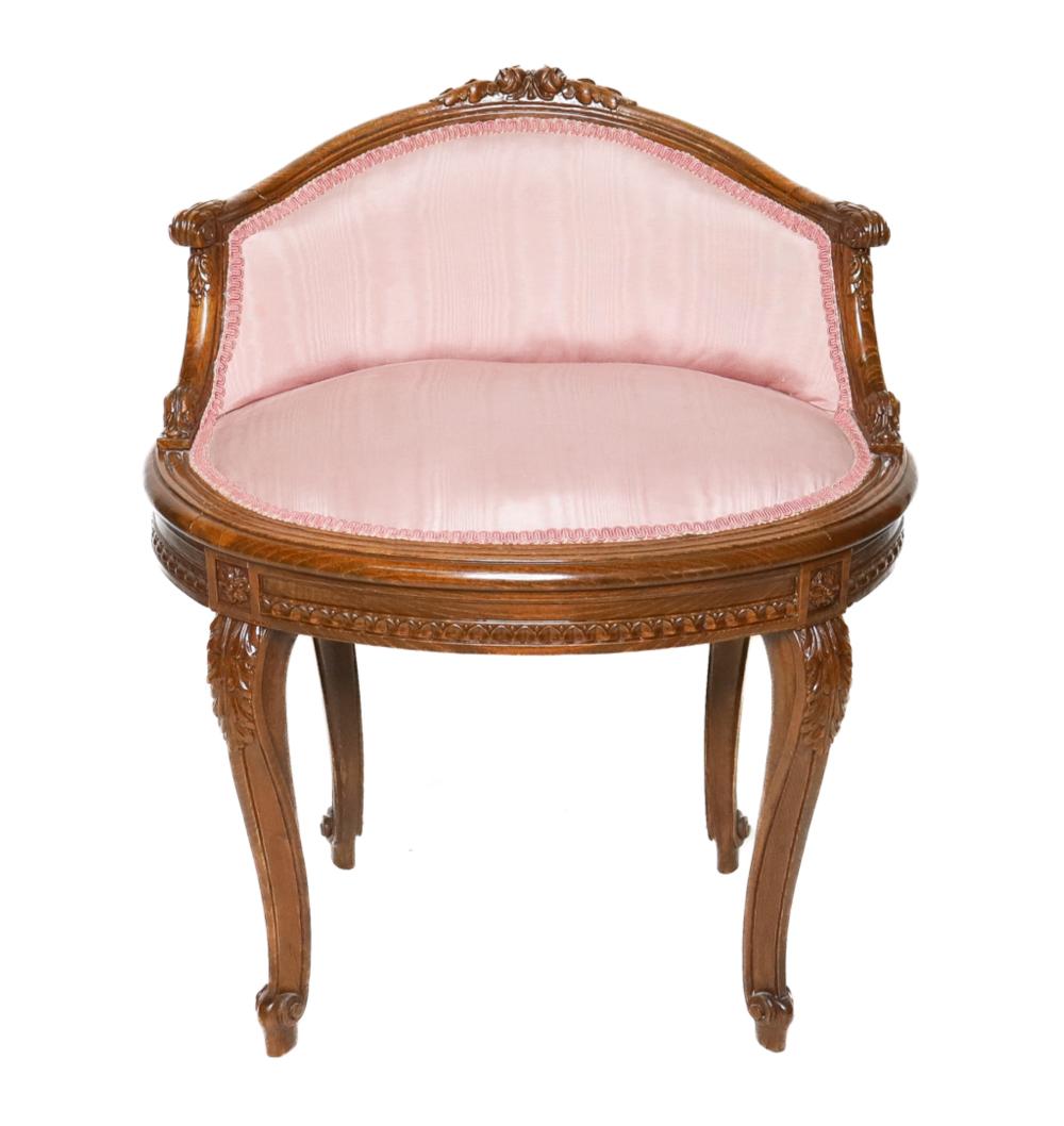 Appraisal: FRENCH LOUIS XV STYLE VANITY CHAIRFrench Louis XV style vanity