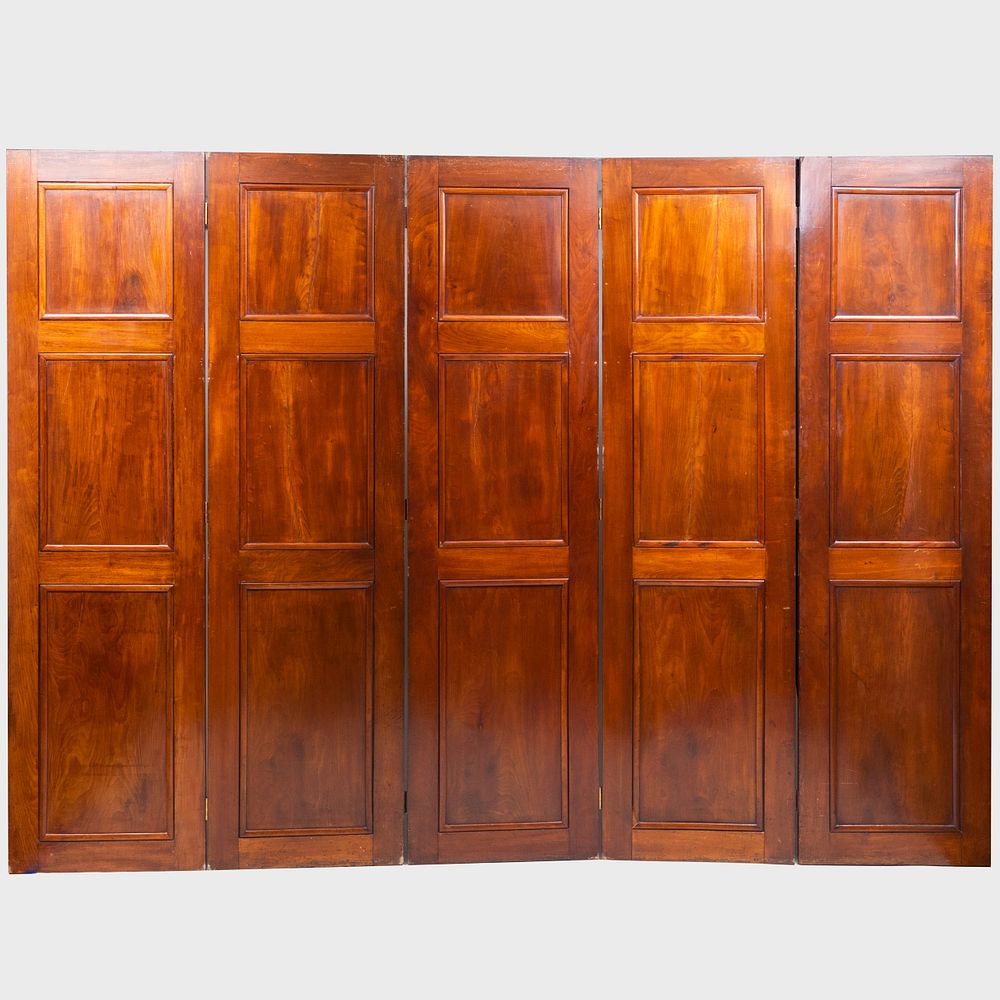 Appraisal: Louis Philippe Mahogany Five-Panel Screen ft x in each panel