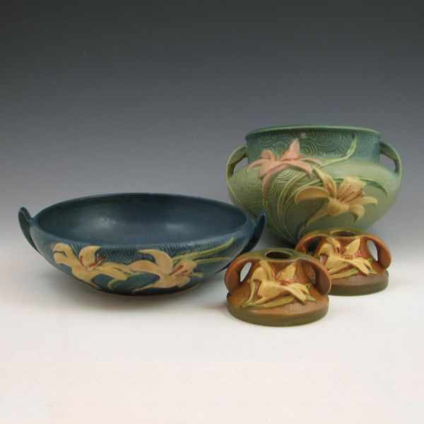 Appraisal: Roseville Zephyr Lily - '' bowl - '' candleholders and