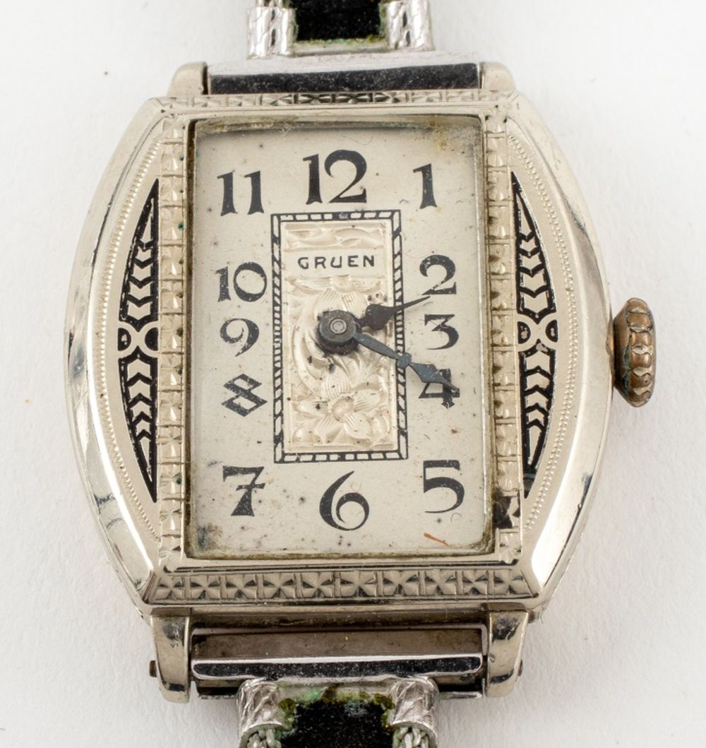 Appraisal: ART DECO PERIOD GRUEN K WHITE GOLD FILLED WATCH Art