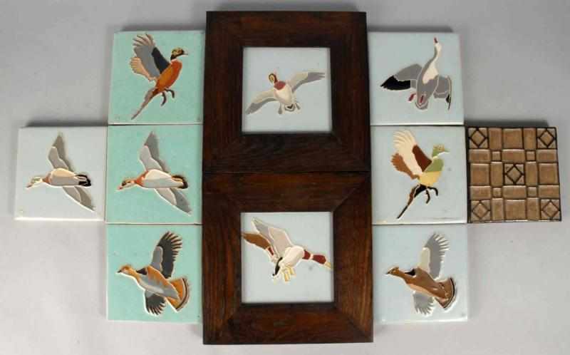 Appraisal: Lot of Pottery Tiles Description All tiles are depicting birds