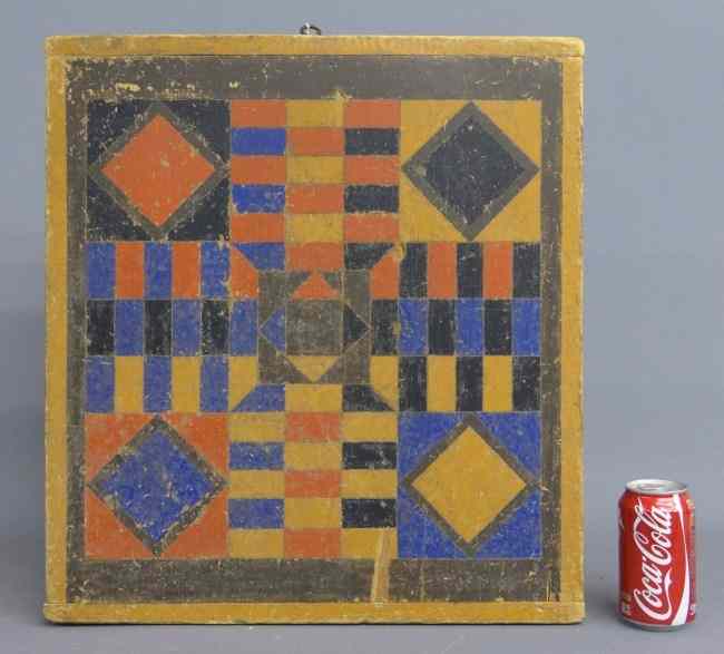 Appraisal: Early th c Parcheesi board in original polychrome paint ''