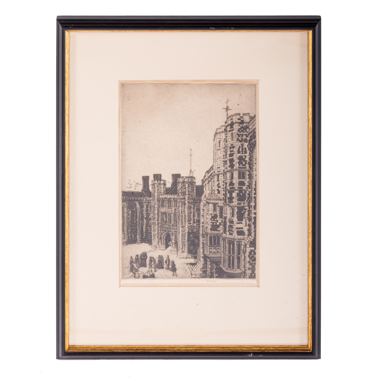 Appraisal: FREDERICK LANDSEER GRIGGS PALACE COURT ETCHING British - pencil signed