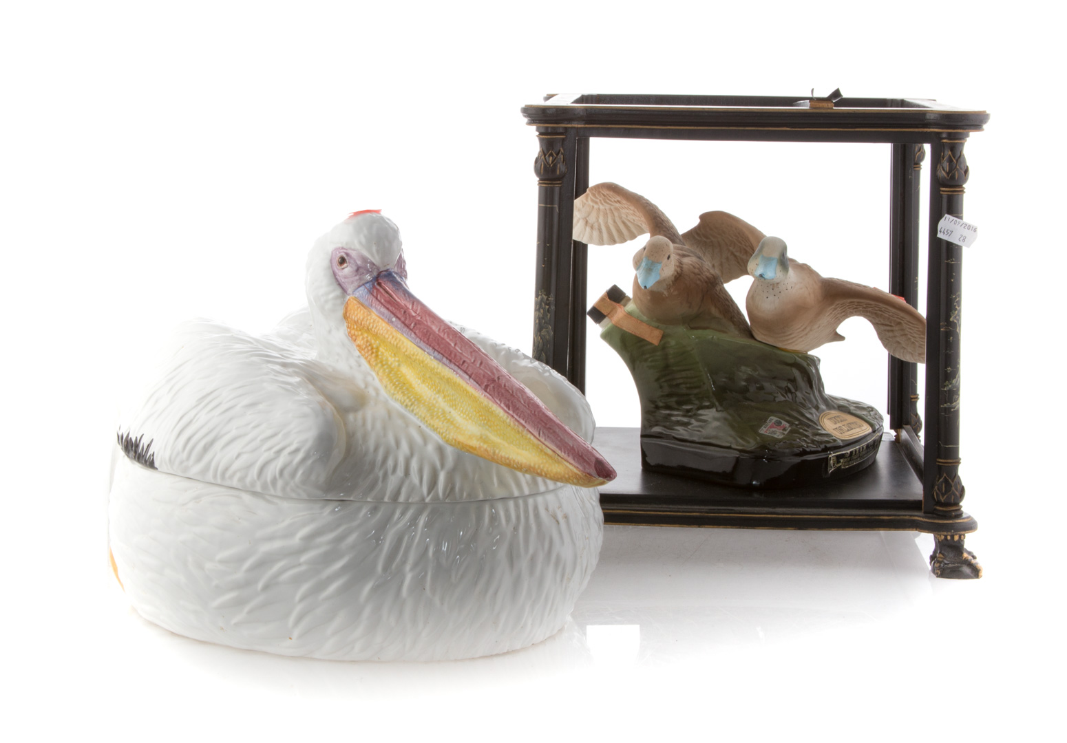 Appraisal: Assorted items including porcelain pelican oriental stand display case and