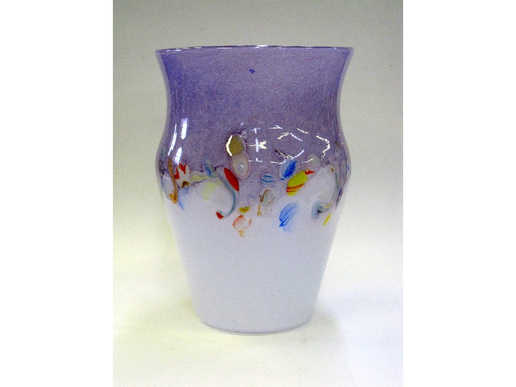 Appraisal: Large Scottish glass vase in mottled purples with multicoloured decoration