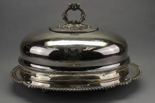 Appraisal: Antique English Covered Silver Plate Serving Dish Antique English Covered