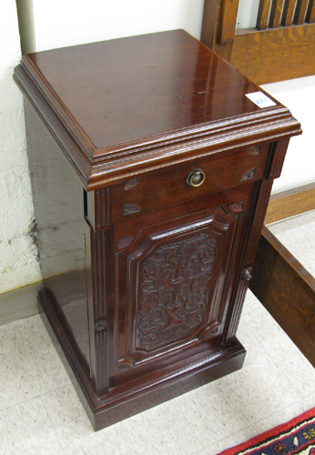 Appraisal: A PAIR OF CARVED MAHOGANY CABINET NIGHTSTANDS English George III