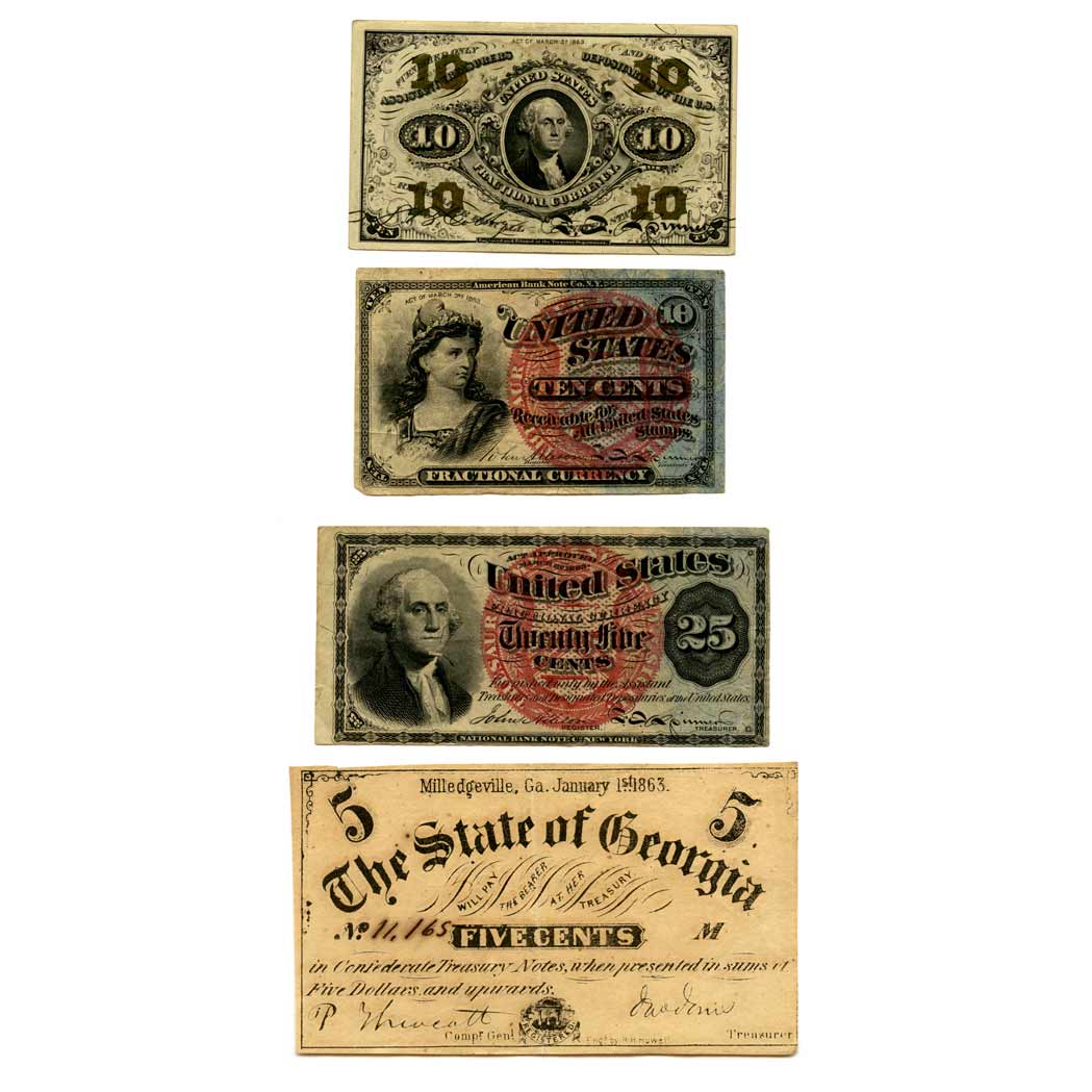 Appraisal: Confederate and Fractional Currency Assortment Group of approximately twenty-four items