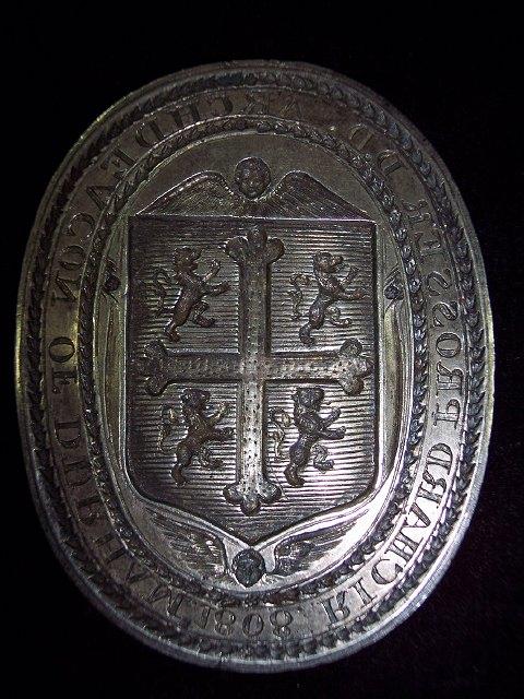 Appraisal: An oval silver seal matrix die sunk with an armorial