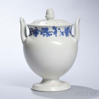 Appraisal: Wedgwood White Smear Glazed Stoneware Potpourri Vase and Covers England