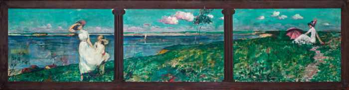 Appraisal: MAURICE MOLARSKY American - Summer Day by the Shore tryptych