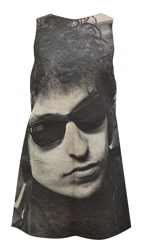 Appraisal: BOB DYLAN DISPOSABLE PAPER DRESS c with photograph of Bob