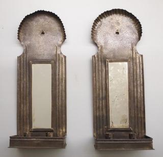 Appraisal: Pr Tin candle sconces A pair of th century tin