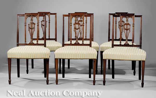 Appraisal: A Set of Eight Antique Federal-Style Mahogany Dining Chairs late