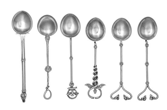 Appraisal: Sale Lot A Collection of Six Continental Silver Souvenir Spoons