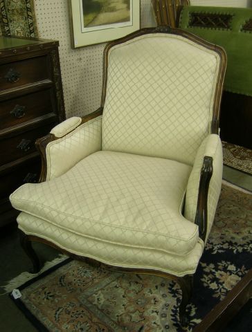 Appraisal: Two County French arm chairs with matched upholstery slight difference