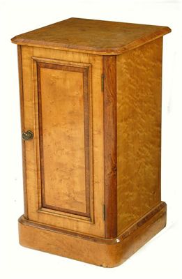 Appraisal: A Victorian bird's eye maple and oak pedestal bedside cupboard