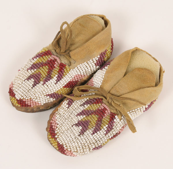 Appraisal: Pair Northern Plains beaded buckskin baby moccasins ca long x