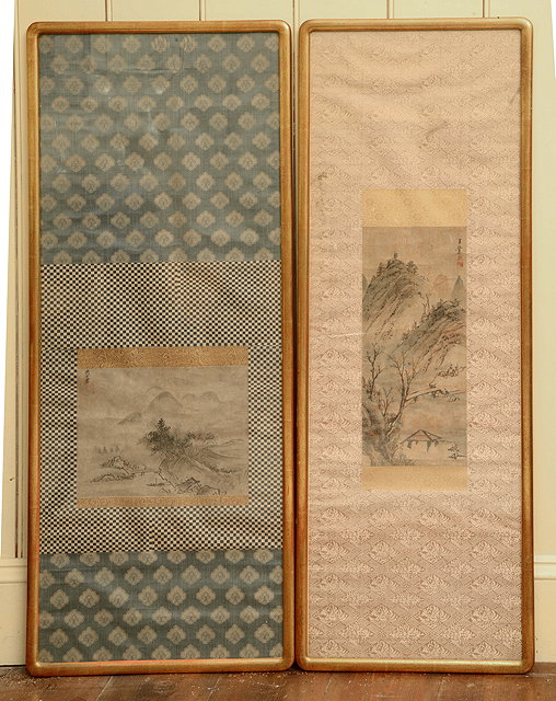 Appraisal: A JAPANESE PAINTING of a landscape with script and stamps