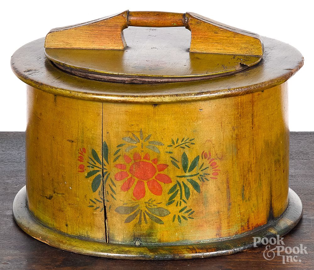 Appraisal: Pennsylvania painted pine bentwood pantry box Pennsylvania painted pine bentwood