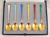 Appraisal: A cased set of six Danish silver gilt coffee spoons