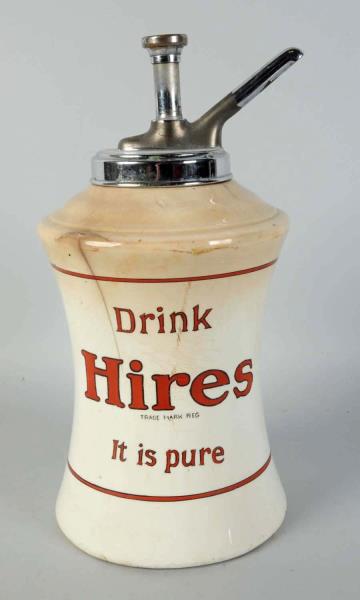 Appraisal: Hires Root Beer Ceramic Syrup Dispenser This dispenser has heavy