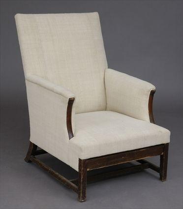 Appraisal: CHIPPENDALE MAHOGANY ARMCHAIR With raked upholstered backrest the padded armrests