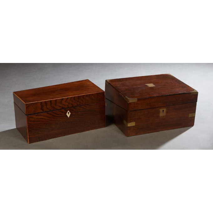 Appraisal: Two English Carved Mahogany Boxes th c one an inlaid