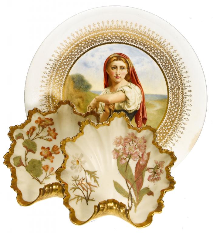 Appraisal: A ROYAL WORCESTER PLATE painted probably by Josiah Rushton in