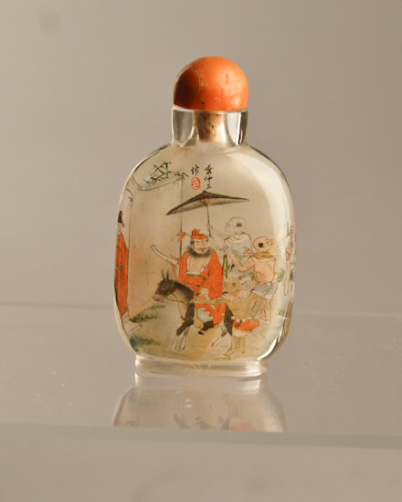 Appraisal: A th C Reverse Painted Glass Snuff Bottle with figures