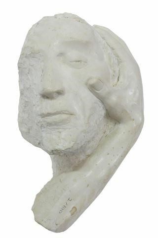 Appraisal: Modern cast plaster sculpture Head in Hand signed in case