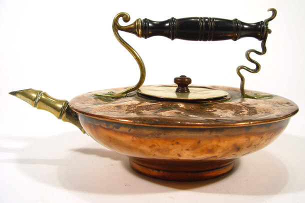 Appraisal: Copper and brass Arts and Crafts style kettle with ebony