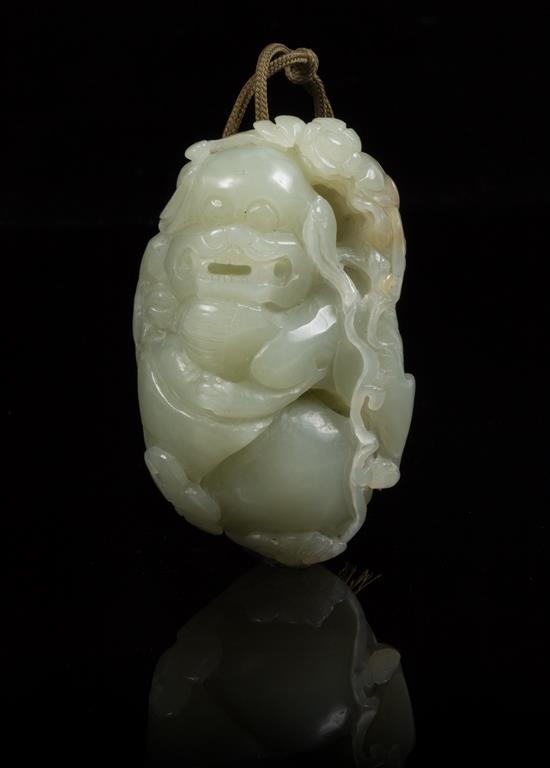 Appraisal: Sale Lot A Carved Jade Toggle depicting a fu lion