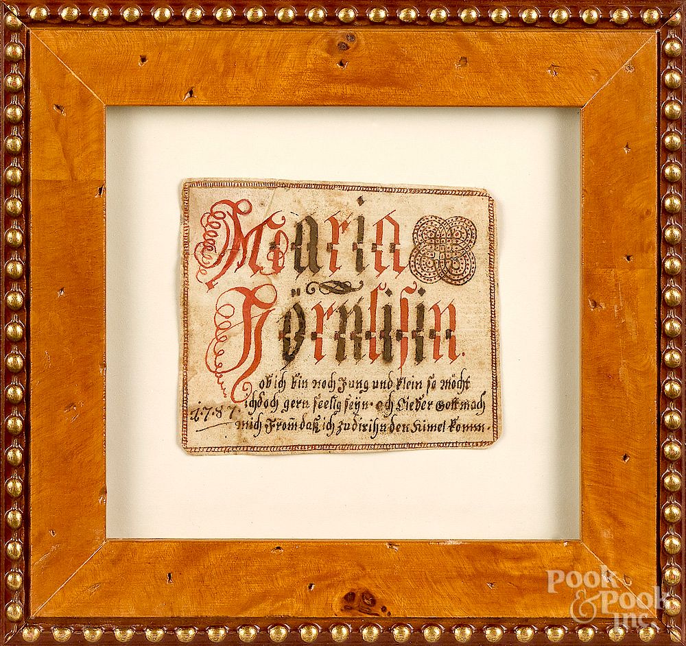 Appraisal: Pennsylvania ink and watercolor fraktur Exclusive on Bidsquare Pennsylvania ink