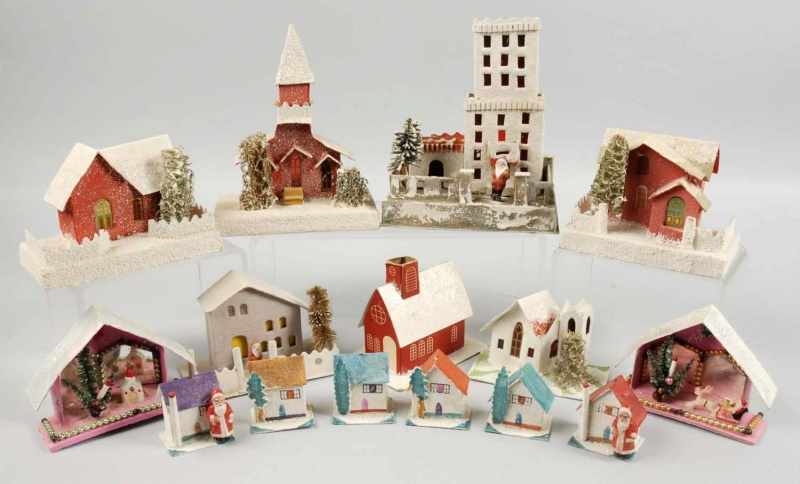 Appraisal: Lot of Cardboard Christmas Display Houses Description Includes a set