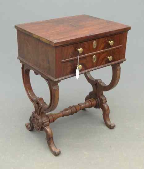 Appraisal: th c two drawer sewing table sides of feet have