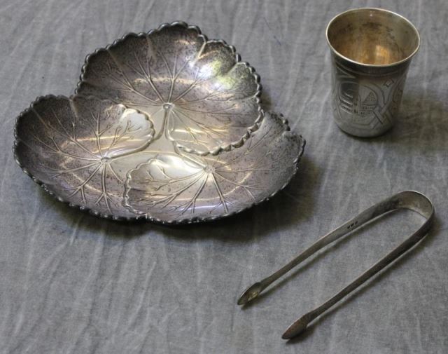 Appraisal: STERLING Miscellaneous Hollow Ware Grouping Includes a leaf form Reed