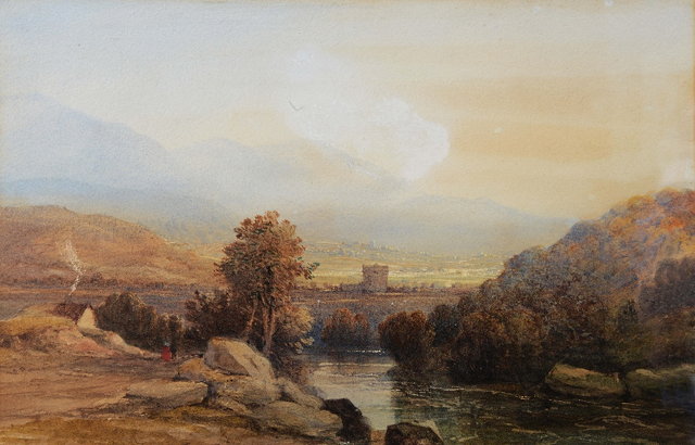 Appraisal: EDWARD RICHARDSON fl - Dunkeld on the river Tay watercolour