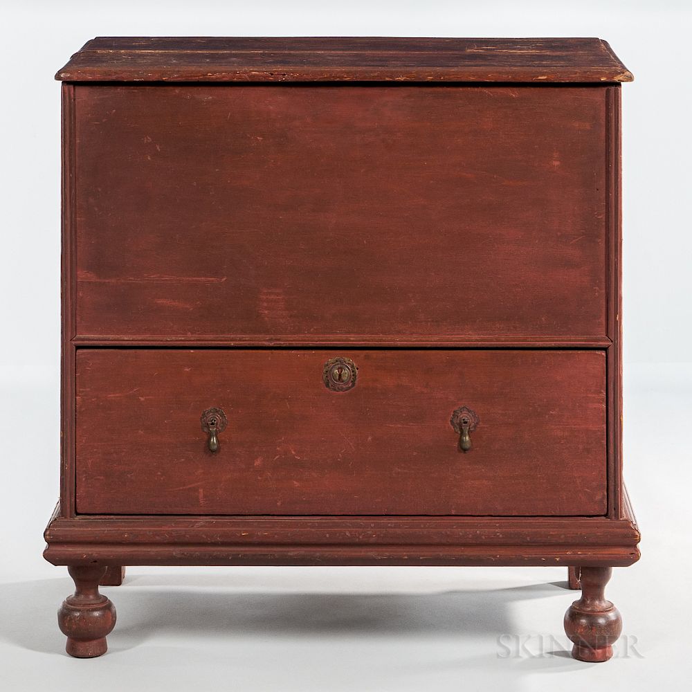 Appraisal: Red-painted Pine Chest over Drawer Red-painted Pine Chest over Drawer