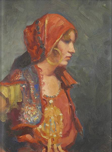 Appraisal: Irion Shields - Gypsy Woman unsigned oil on panel x