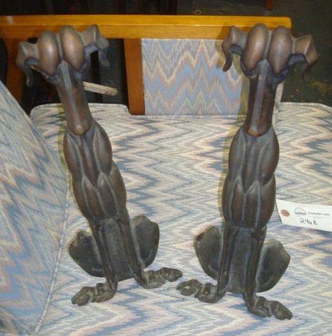 Appraisal: Pair of Dog Form Andirons In form of hound dogs