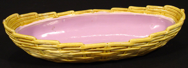 Appraisal: George Jones Majolica basket woven bowl with yellow and pink