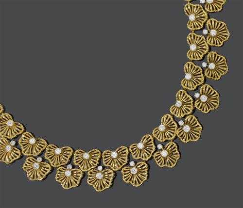 Appraisal: GOLD AND BRILLIANT-CUT NECKLACE ca Ros and white gold Very