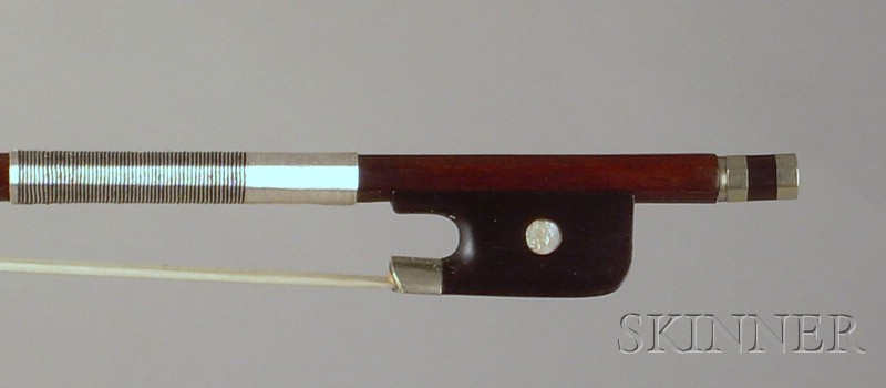 Appraisal: Nickel Mounted Violin Bow the round stick unstamped weight grams