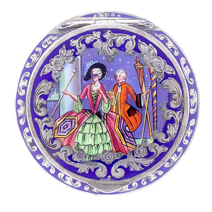 Appraisal: Austrian Silver Enameled Compact An Austrian silver and enamel compact