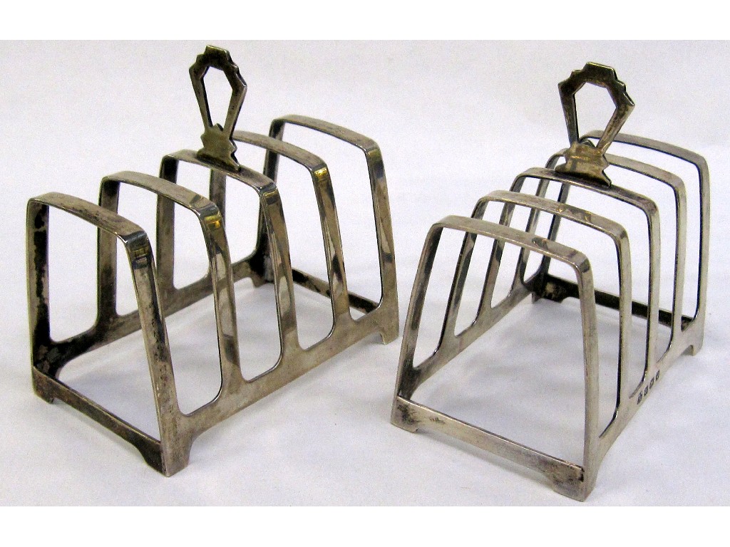 Appraisal: Pair of silver toastracks Birmingham